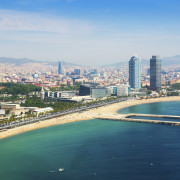 aerial view of Barcelona from Mediterranean